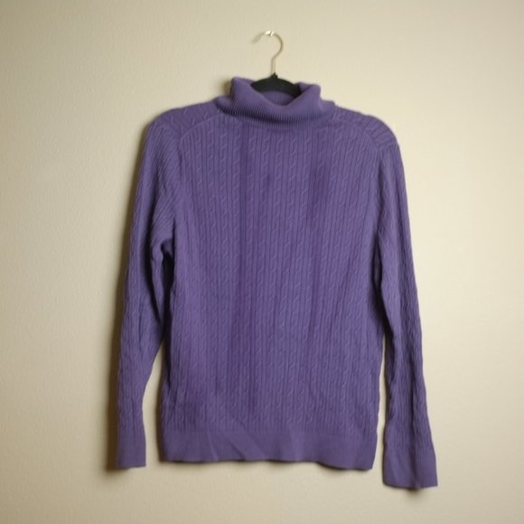 Talbots Purple Ribbed Turtleneck - Picture 2 of 4